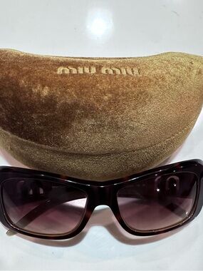 Miu Miu Dark Brown Gradient Oversized Square Sunglasses